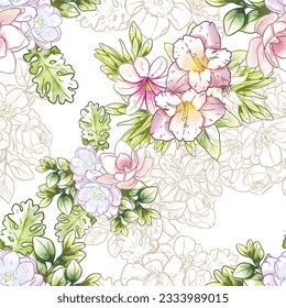 Abstract elegance seamless pattern with floral background