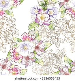 Abstract elegance seamless pattern with floral background
