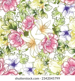 Abstract elegance seamless pattern with floral background