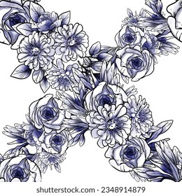 Abstract elegance seamless pattern with floral background