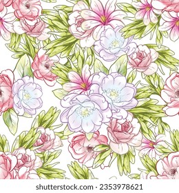 Abstrakte Eleganz, nahtloses Muster mit floralem Hintergrund
