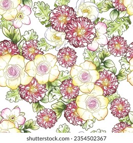 Abstract elegance seamless pattern with floral background