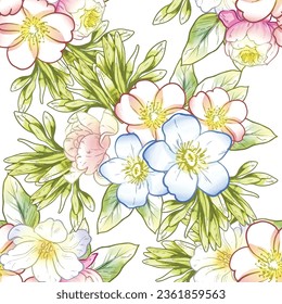 Abstract elegance seamless pattern with floral background