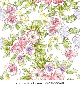 Abstract elegance seamless pattern with floral background
