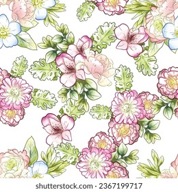 Abstract elegance seamless pattern with floral background