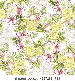 Abstract elegance seamless pattern with floral background