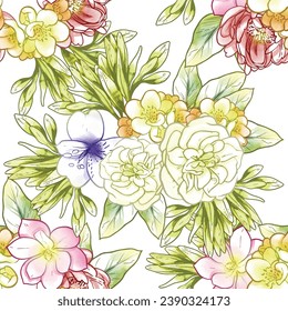 Abstract elegance seamless pattern with floral background