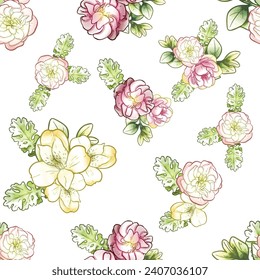 Abstract elegance seamless pattern with floral background