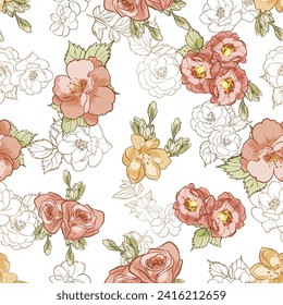 Abstract elegance seamless pattern with floral background