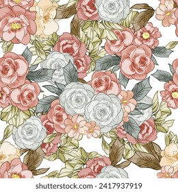 Abstract elegance seamless pattern with floral background