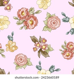 Abstract elegance seamless pattern with floral background