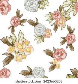 Abstract elegance seamless pattern with floral background
