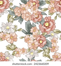 Abstract elegance seamless pattern with floral background
