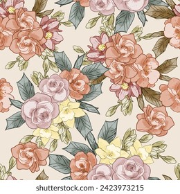 Abstract elegance seamless pattern with floral background