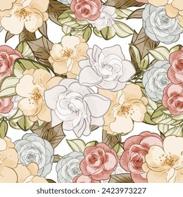 Abstract elegance seamless pattern with floral background