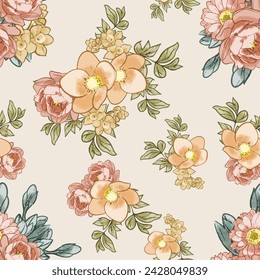 Abstract elegance seamless pattern with floral background