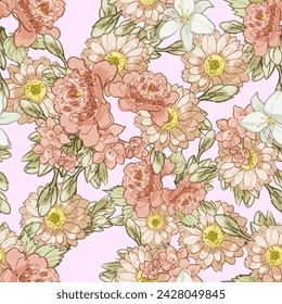 Patrón sin fisuras de la elegancia abstracta con el fondo floral