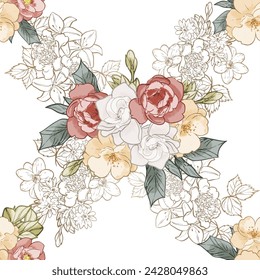 Abstract elegance seamless pattern with floral background