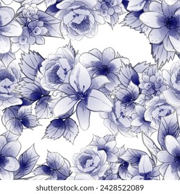 Abstract elegance seamless pattern with floral background
