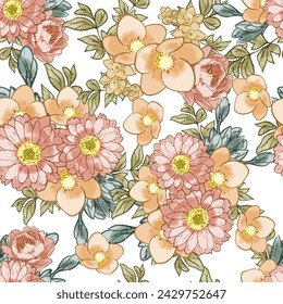 Abstract elegance seamless pattern with floral background