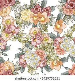 Abstract elegance seamless pattern with floral background