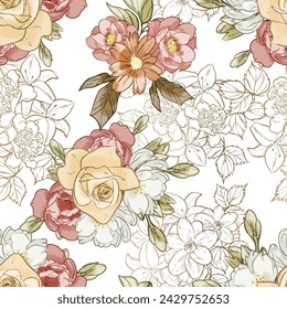 Patrón sin fisuras de la elegancia abstracta con el fondo floral