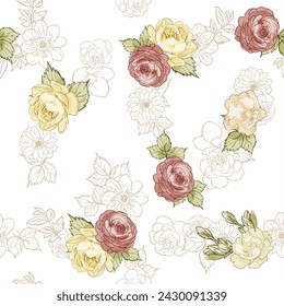 Abstrakte Eleganz nahtloses Muster mit floralem Hintergrund