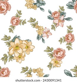Abstract elegance seamless pattern with floral background