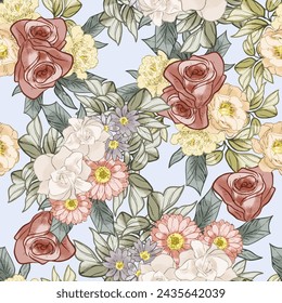 Abstract elegance seamless pattern with floral background