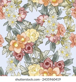 Abstract elegance seamless pattern with floral background