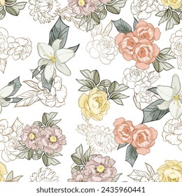 Abstract elegance seamless pattern with floral background