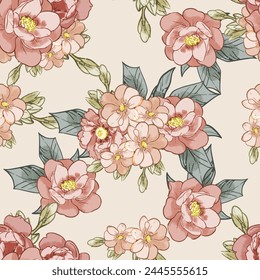 Abstract elegance seamless pattern with floral background