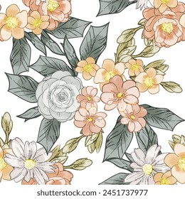 Abstract elegance seamless pattern with floral background