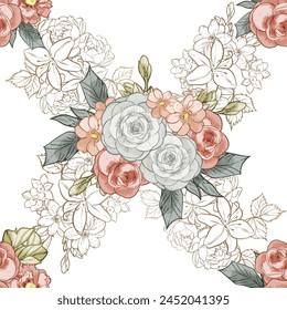 Abstractas elegancia patrón sin fisuras con fondo floral