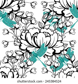 Abstract Elegance Seamless pattern with floral background