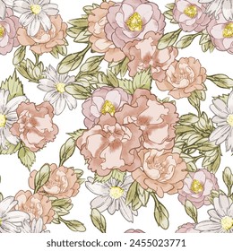 Abstract elegance seamless pattern with floral background