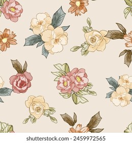 Abstract elegance seamless pattern with floral background