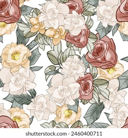 Abstract elegance seamless pattern with floral background