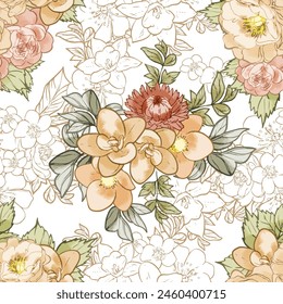 Abstract elegance seamless pattern with floral background