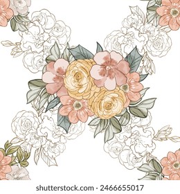 Abstract elegance seamless pattern with floral background