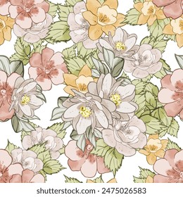 Abstract elegance seamless pattern with floral background