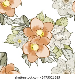 Abstract elegance seamless pattern with floral background