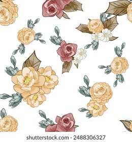 Abstract elegance seamless pattern with floral background