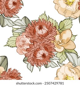 Abstract elegance seamless pattern with floral background