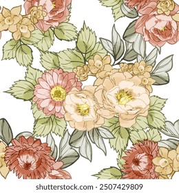 Abstract elegance seamless pattern with floral background