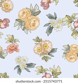 Abstract elegance seamless pattern with floral background