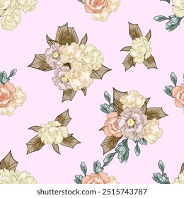 Abstract elegance seamless pattern with floral background