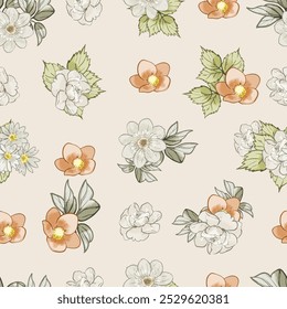 Elegância abstrata padrão sem emenda com fundo floral