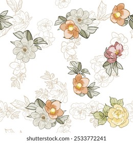 Abstract elegance seamless pattern with floral background