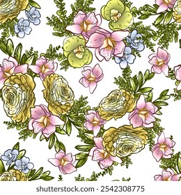 Abstract elegance seamless pattern with floral background
